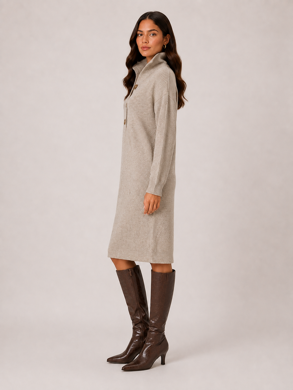 Women's Knitted Midi Jumper Dress