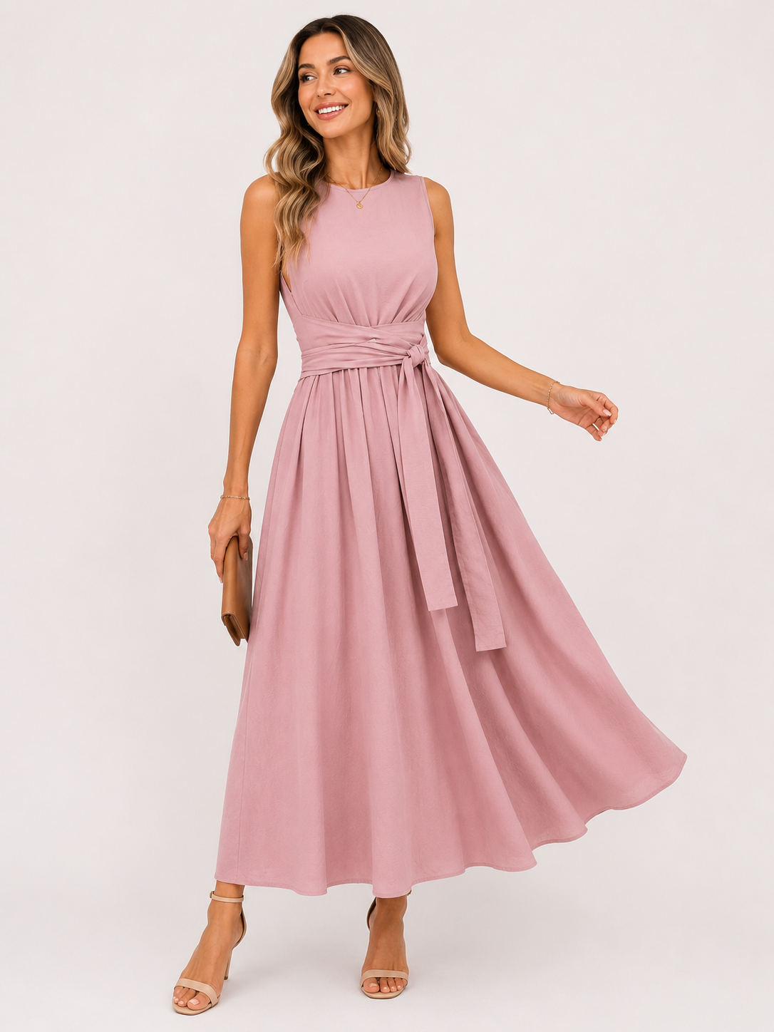 Women's Minimalist Summer Dress with Adjustable Bow Strap