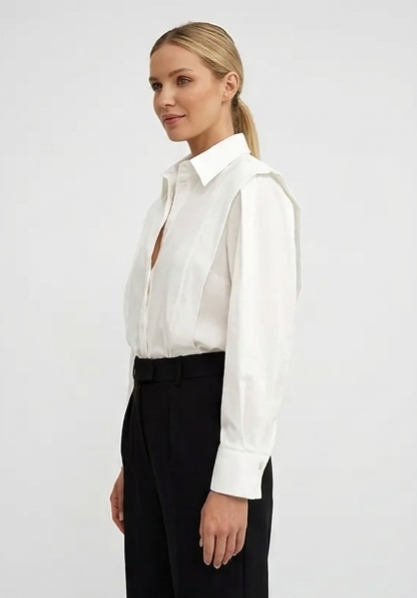 Women's Classic White Button Blouse for Business Casual