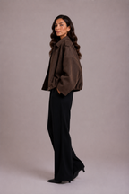 Women's Oversized Suede Bomber Jacket