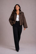 Women's Oversized Suede Bomber Jacket